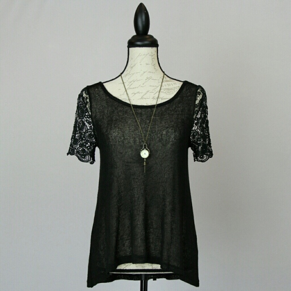 🌙 MOON Lace Sleeves Split Back Top Romantic Goth